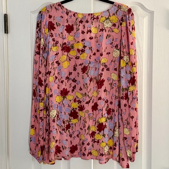 Wonderly Pink Floral Blouse with Yellow and Red Accents - Picture 2 of 4